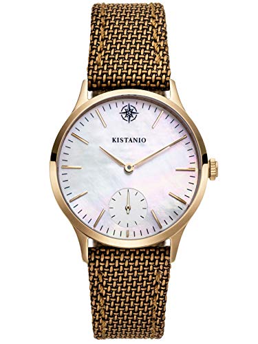 Kistanio Stratolia Damenuhr mit Lederarmband Analog Saphirglas Champagner Perlmutt STR-31-029 von Kistanio