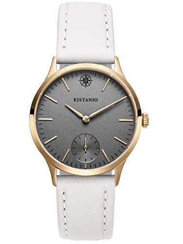 Kistanio Stratolia Damenuhr mit Lederarmband Analog Saphirglas Champagner Silbergrau STR-31-037 von Kistanio