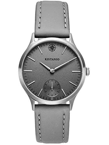 Kistanio Stratolia Damenuhr mit Lederarmband Analog Saphirglas Edelstahl Grau STR-31-108 von Kistanio