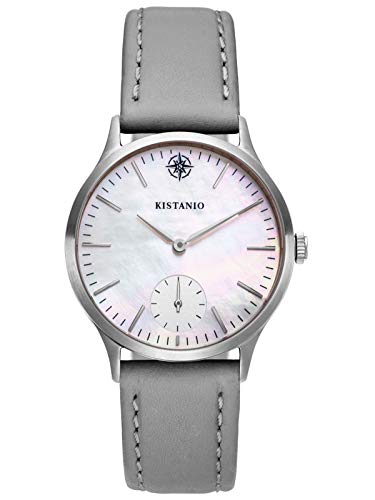 Kistanio Stratolia Damenuhr mit Lederarmband Analog Saphirglas Edelstahl Perlmutt STR-31-106 von Kistanio