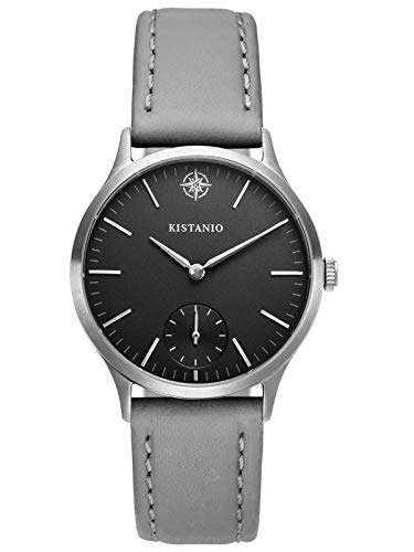 Kistanio Stratolia Damenuhr mit Lederarmband Analog Saphirglas Edelstahl Schwarz STR-31-107 von Kistanio