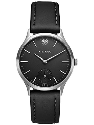 Kistanio Stratolia Damenuhr mit Lederarmband Analog Saphirglas Edelstahl Schwarz STR-31-123 von Kistanio