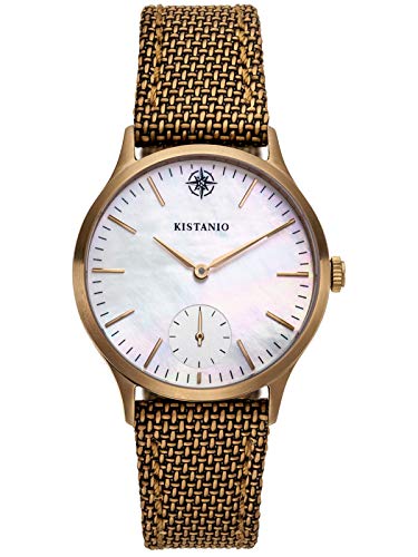 Kistanio Stratolia Damenuhr mit Lederarmband Analog Saphirglas Bronze Perlmutt STR-31-077 von Kistanio