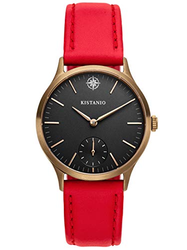 Kistanio Stratolia Damenuhr mit Lederarmband Analog Saphirglas Bronze Schwarz STR-31-080 von Kistanio
