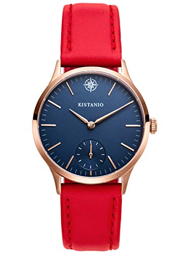 Kistanio Stratolia Damenuhr mit Lederarmband Analog Saphirglas Rose Blau STR-31-020 von Kistanio