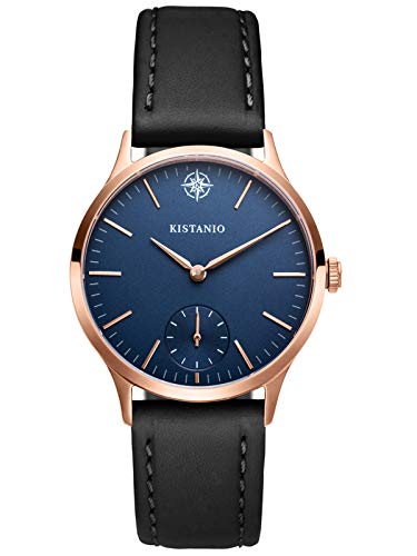 Kistanio Stratolia Damenuhr mit Lederarmband Analog Saphirglas Rosegoldfarben Blau STR-31-118 von Kistanio