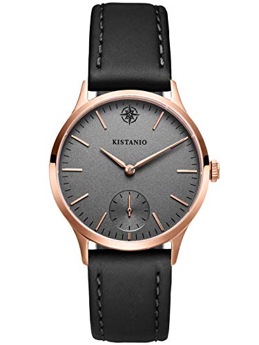 Kistanio Stratolia Damenuhr mit Lederarmband Analog Saphirglas Rose Grau STR-31-120 von Kistanio