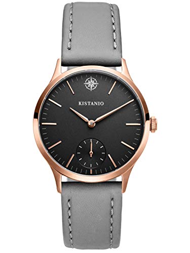 Kistanio Stratolia Damenuhr mit Lederarmband Analog Saphirglas Rosegoldfarben Schwarz STR-31-104 von Kistanio