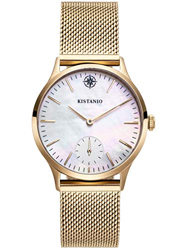 Kistanio Stratolia Damenuhr mit Milanaisearmband Analog Saphirglas Champagner Perlmutt STR-31-125 von Kistanio