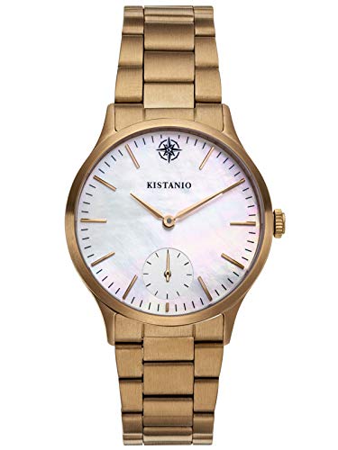 Kistanio Stratolia Damenuhr mit Metallarmband Analog Saphirglas Khaki Perlmutt STR-31-078 von Kistanio