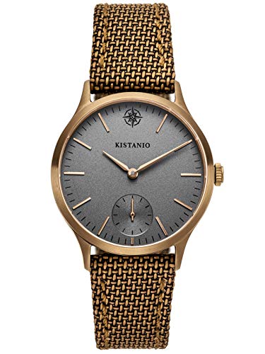 Kistanio Stratolia Damenuhr mit Lederarmband Analog Saphirglas Bronze Silbergrau STR-31-089 von Kistanio