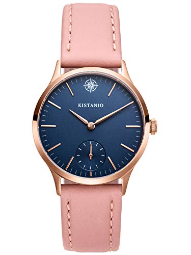 Kistanio Stratolia Damenuhr mit Lederarmband Analog Saphirglas Rose Blau STR-31-021 von Kistanio