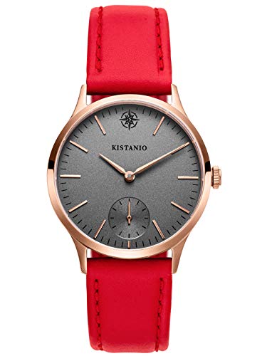 Kistanio Stratolia Damenuhr mit Lederarmband Analog Saphirglas Rose Silbergrau STR-31-014 von Kistanio