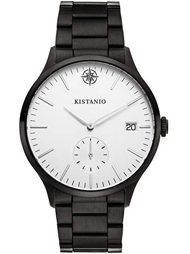 Kistanio Stratolis Herrenuhr mit Edelstahlarmband Analog Saphirglas Black Silber STR-40-010 von Kistanio