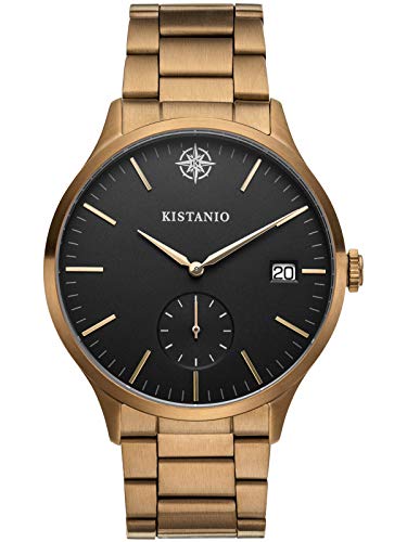 Kistanio Stratolis Herrenuhr mit Edelstahlarmband Analog Saphirglas Khaki Schwarz STR-40-076 von Kistanio