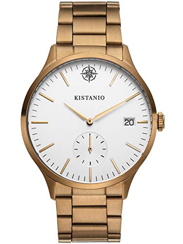 Kistanio Stratolis Herrenuhr mit Edelstahlarmband Analog Saphirglas Khaki Silber STR-40-082 von Kistanio