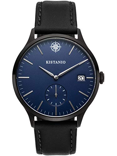 Kistanio Stratolis Herrenuhr mit Lederband Analog Saphirglas Black Blau STR-40-019 von Kistanio