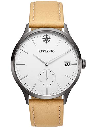 Kistanio Stratolis Herrenuhr mit Lederband Analog Saphirglas Gunmetal Silber STR-40-033 von Kistanio