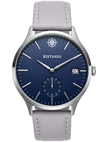Kistanio Stratolis Herrenuhr mit Lederband Analog Saphirglas Steel Blau STR-40-068 von Kistanio