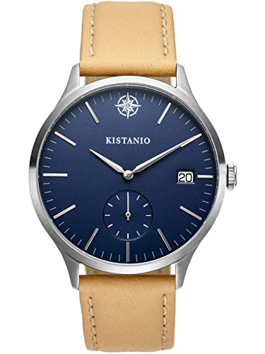 Kistanio Stratolis Herrenuhr mit Lederband Analog Saphirglas Steel Blau STR-40-069 von Kistanio