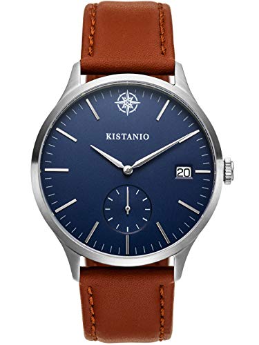 Kistanio Stratolis Herrenuhr mit Lederband Analog Saphirglas Steel Blau STR-40-108 von Kistanio