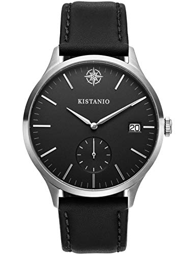 Kistanio Stratolis Herrenuhr mit Lederband Analog Saphirglas Steel Schwarz STR-40-049 von Kistanio