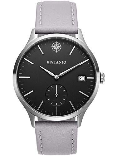 Kistanio Stratolis Herrenuhr mit Lederband Analog Saphirglas Steel Schwarz STR-40-050 von Kistanio