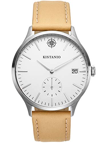 Kistanio Stratolis Herrenuhr mit Lederband Analog Saphirglas Steel Silberfarben STR-40-057 von Kistanio