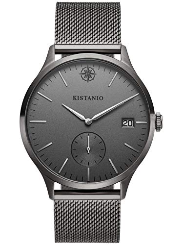 Kistanio Stratolis Herrenuhr mit Milanaiseband Analog Saphirglas Gunmetal Grau Mesh KIS-STR-40-118 von Kistanio