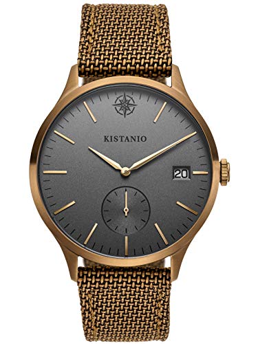Kistanio Stratolis Herrenuhr mit Textilarmband Analog Saphirglas Khaki Grau STR-40-090 von Kistanio