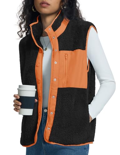 Kistore Weste Damen Warm Mode Ärmellose Stehkragen Superweich Fleecejacke Lose Kunstpelz Mantel Fleeceweste(Schwarz,M) von Kistore