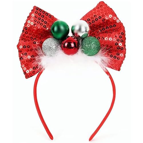 Kistreao Haarreif mit Weihnachtsschleife, rote Pailletten, große Schleife, Kopfschmuck mit Weihnachtskugeln, Weihnachtsschmuck, Haarschmuck für Frauen und Mädchen, Festival-Partyzubehör Kistreao Haarreif mit Weihnachtsschleife, rote Pailletten, große Schleife, Kopfschmuck mit Weihnachtskugeln, Weihnachtsschmuck, Haarschmuck für Frauen und Mädchen, Festival-Partyzubehör von Kistreao