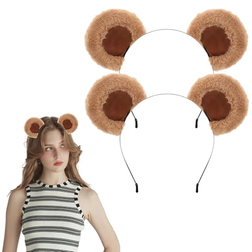 Kistreao Niedliches Bärenohren-Haarband, brauner Bär, Haarband, bewegliches Ohr, Kopfbedeckung für Make-up, Waschen, Gesicht, Tier, Cosplay, Bärenohren, 2 Stück, Medium Kistreao Niedliches Bärenohren-Haarband, brauner Bär, Haarband, bewegliches Ohr, Kopfbedeckung für Make-up, Waschen, Gesicht, Tier, Cosplay, Bärenohren, 2 Stück, Medium von Kistreao