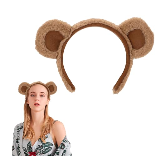 Kistreao Niedliches Bärenohren-Stirnband für Damen, brauner niedlicher Bären-Haarband, Tier-Kopfbedeckung für Party, Cosplay, Make-up, Waschen des Gesichts, Halloween, Kostüm, Weihnachten, 1 Stück von Kistreao