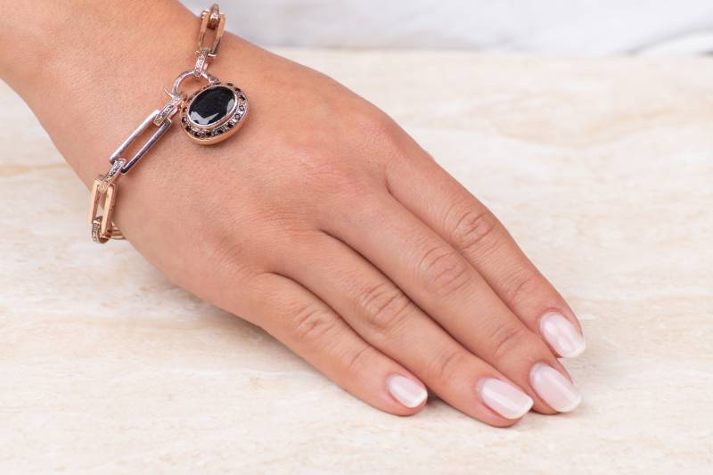 14K Rose Gold Quadrat Armband - Solid Oval Vorhängeschloss Kette Vintage Antik Stil von KisufimJewelry