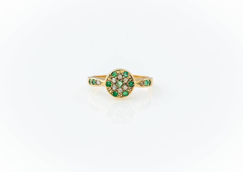 Diamant-Scheibenring - Diamant Und Smaragd Goldring Rosenschliff Ring Versprechen Stapelring Geschenk Für Sie Diamant-Scheibenring - Diamant Und Smaragd Goldring Rosenschliff Ring Versprechen Stapelring Geschenk Für Sie von KisufimJewelry