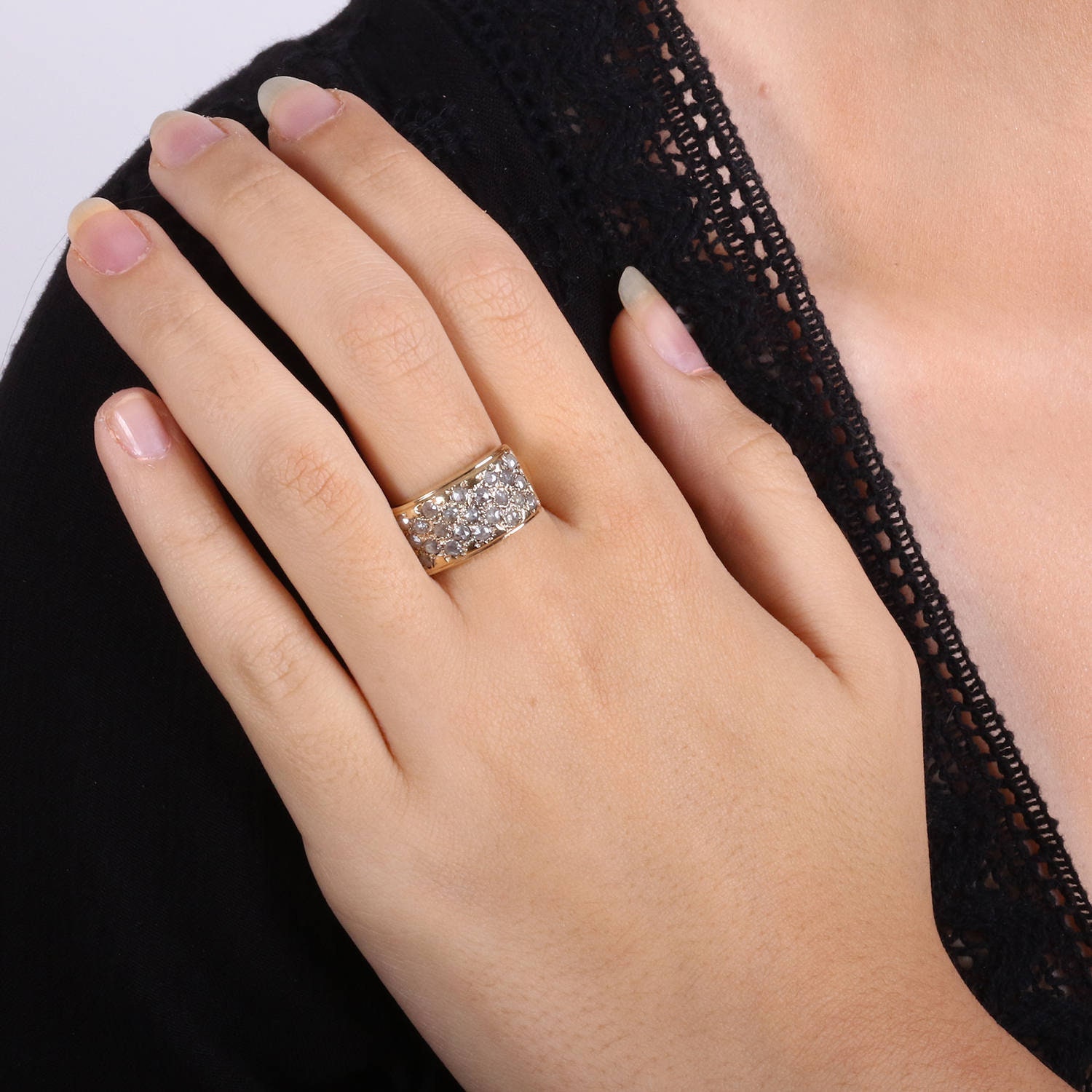 Diamant Verlobungsring - Grauer Goldring Vintage Ring Mit Diamanten Rosenschliff Jahrestag Geschenk von KisufimJewelry