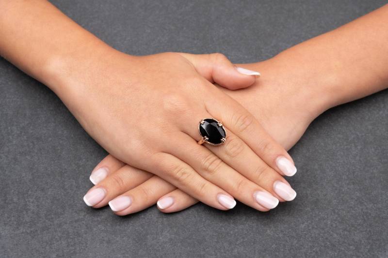 Edelstein Onyx Rose Gold Ring Vintage Style von KisufimJewelry