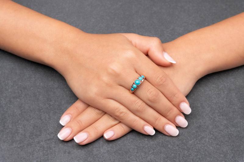 Eternity Edelstein Band - Granat Und Türkis Ring Schmuck Gold Jubiläumsring Stacking Rose von KisufimJewelry