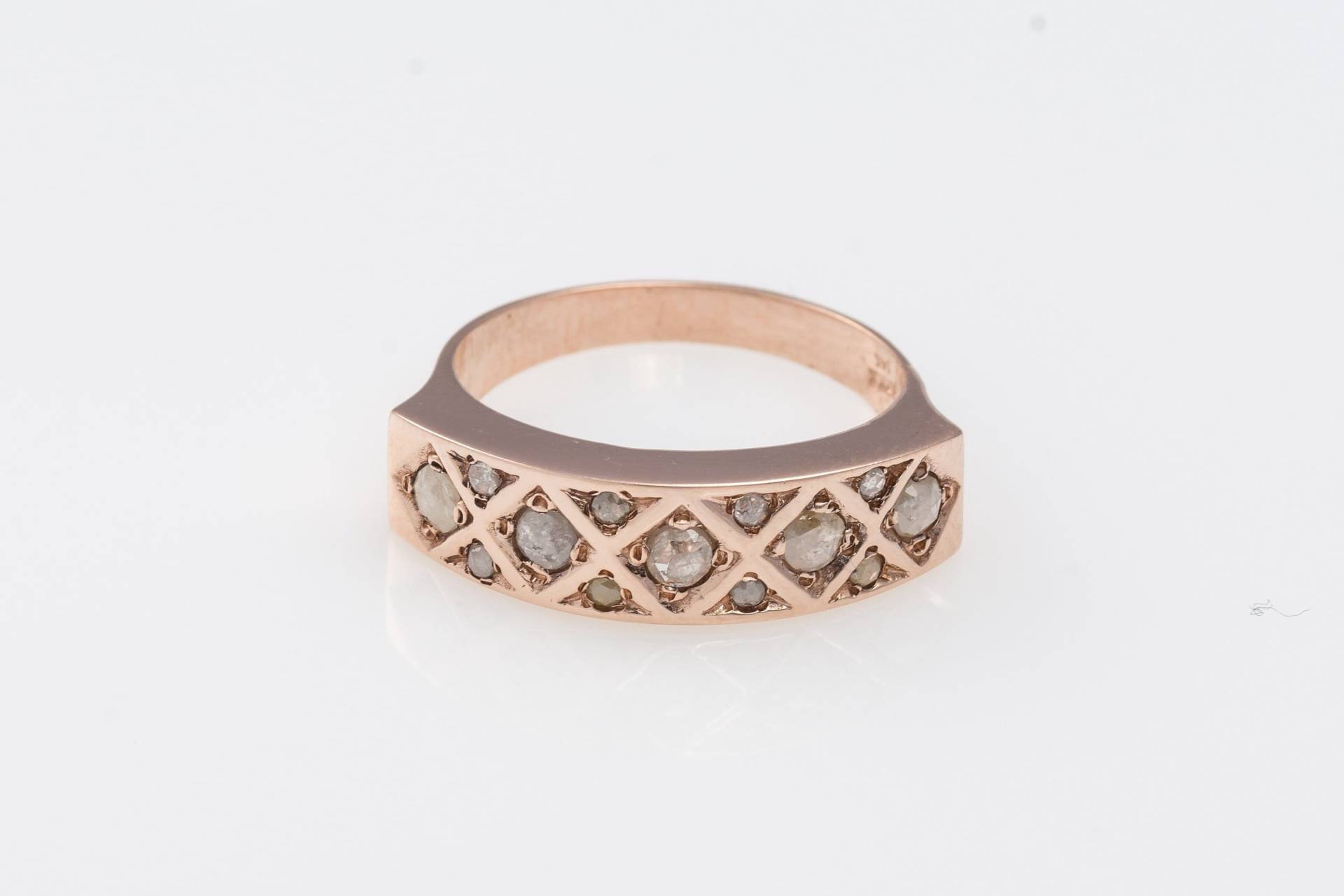 Grauer Diamant Verlobungsring Aus 14K Roségold - Halb Eternity Ring Ehering Jubiläumsring von KisufimJewelry