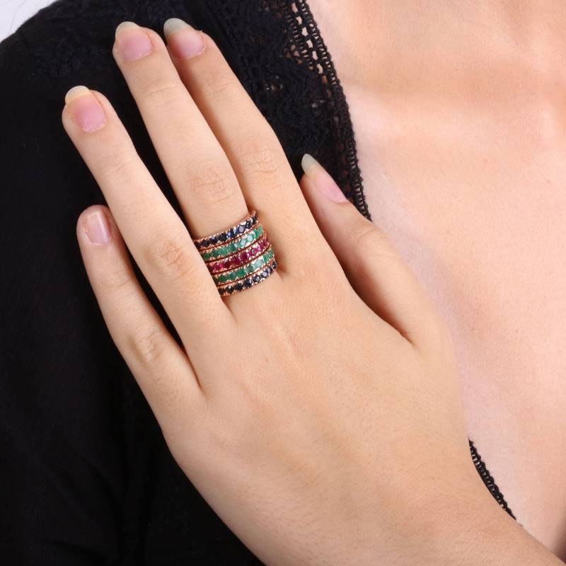 Halbe Eternity Rubin Band - Stapelbares Edelstein Rosegold Gold Pave Ring Rosa Geburtsstein Halbe Eternity Rubin Band - Stapelbares Edelstein Rosegold Gold Pave Ring Rosa Geburtsstein von KisufimJewelry