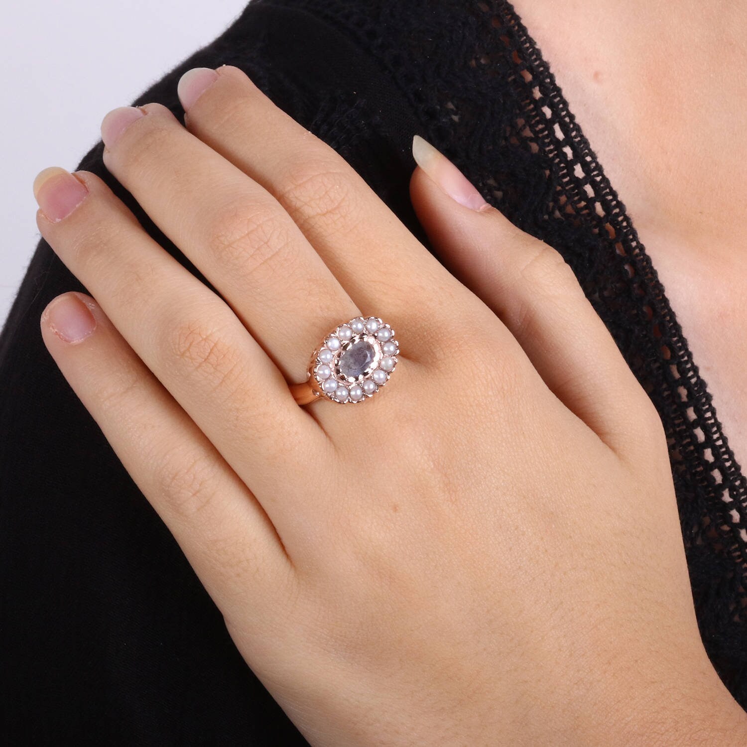 Labradorit Und Perle Edelstein Ring - Ovaler Schmuck Cocktail Frauen Ringe Geschenk Labradorit Und Perle Edelstein Ring - Ovaler Schmuck Cocktail Frauen Ringe Geschenk von KisufimJewelry