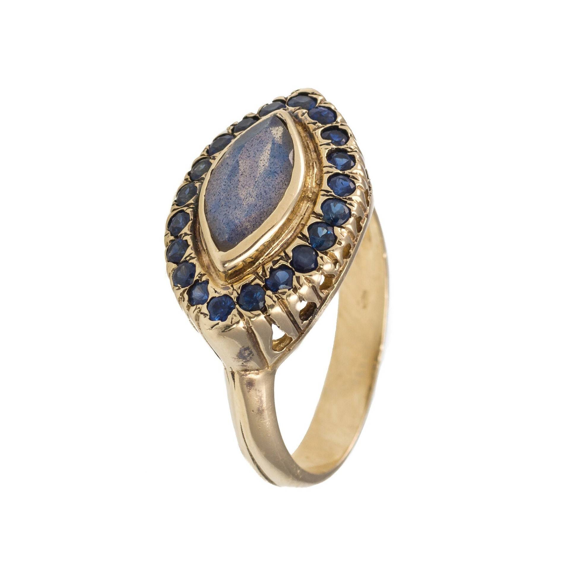 Labradorit Und Saphir Ovaler Cocktail Ring - Art Deco 14K Solid Gold Edelstein Einzigartiger Handgemachter Labradorit Und Saphir Ovaler Cocktail Ring - Art Deco 14K Solid Gold Edelstein Einzigartiger Handgemachter von KisufimJewelry