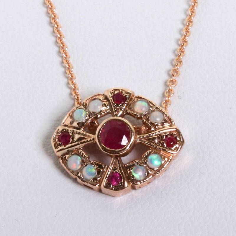 Multi Farbe Edelstein Anhänger - Rubin Vintage Roségold Smaragd Opal Handgemachter Multi Farbe Edelstein Anhänger - Rubin Vintage Roségold Smaragd Opal Handgemachter von KisufimJewelry