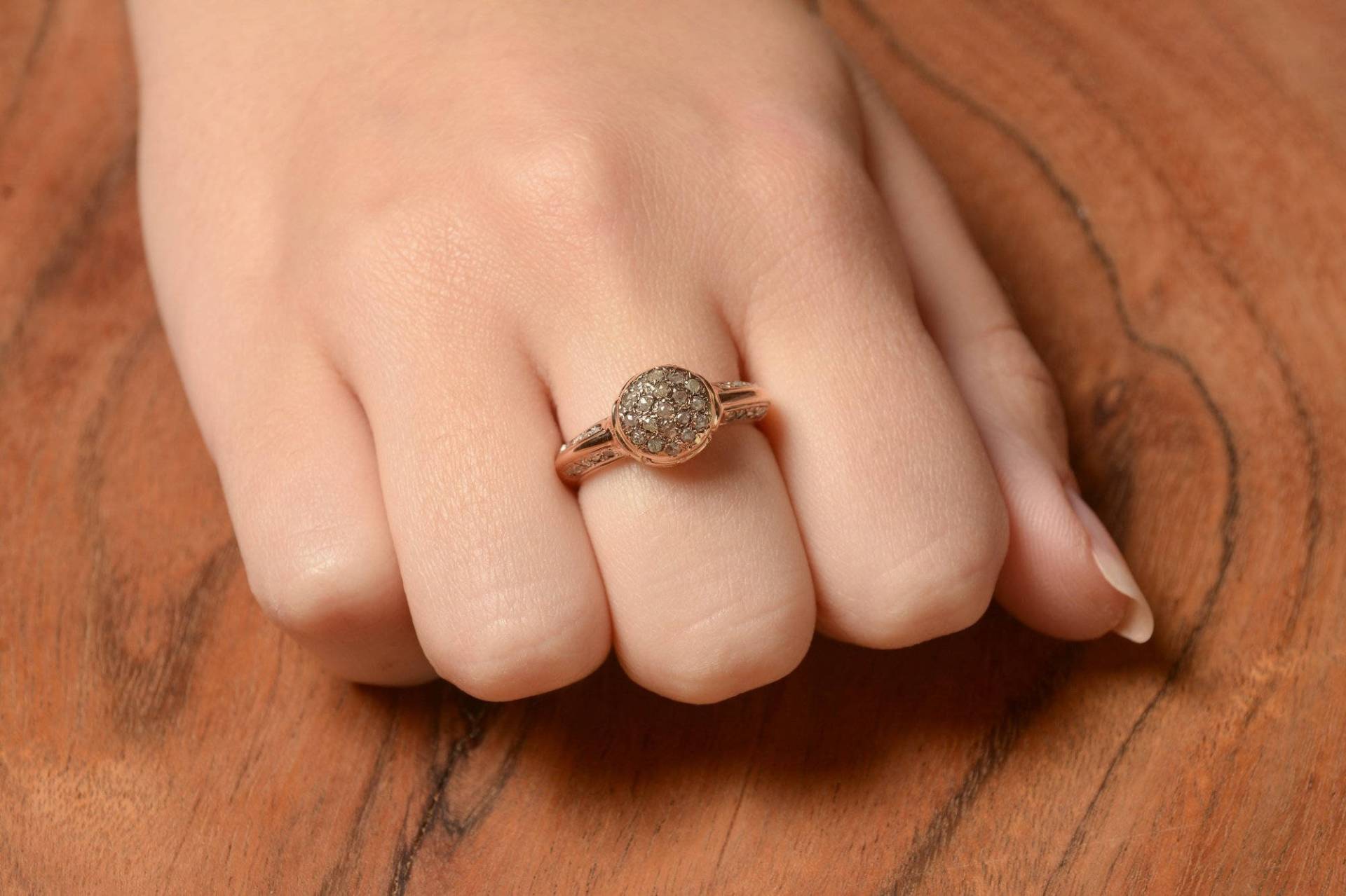 Napoleon Stil Diamant Vintage Ring in 14K Rose Gold von KisufimJewelry