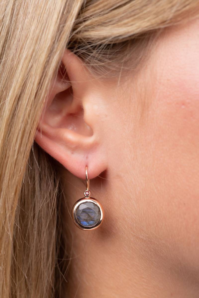 Rose Gold Runde Labradorit Ohrringe Rose Gold Runde Labradorit Ohrringe von KisufimJewelry