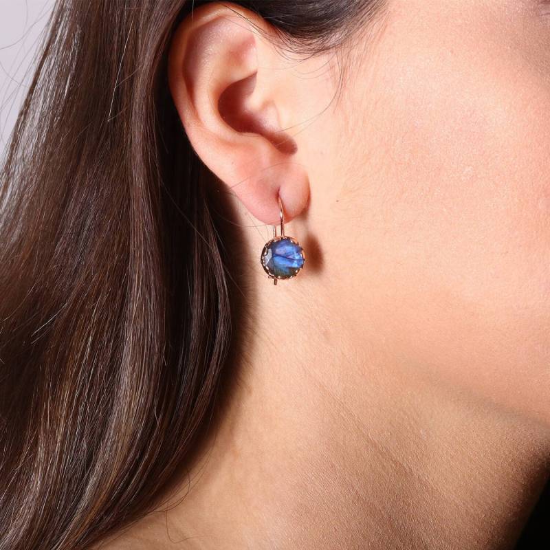 Rose Gold Tropfen Runde Blau Labradorit Ohrringe Rose Gold Tropfen Runde Blau Labradorit Ohrringe von KisufimJewelry