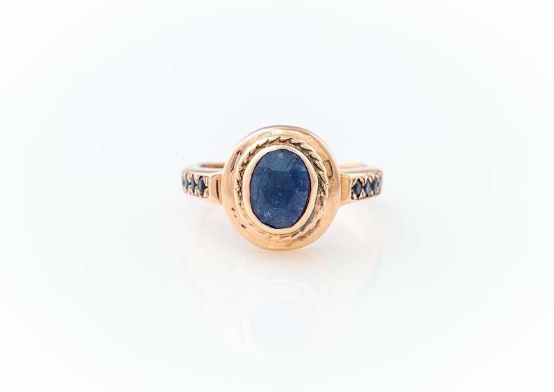 Saphir Oval Cocktail Ring - Art Deco 14K Solid Gold Edelstein Einzigartiger Handgemachter Saphir Oval Cocktail Ring - Art Deco 14K Solid Gold Edelstein Einzigartiger Handgemachter von KisufimJewelry
