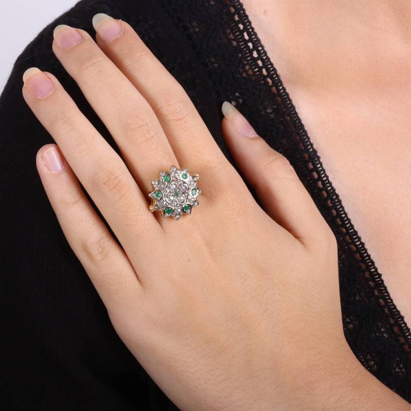 Sun Smaragd Ring Vintage - Gold Statement Grüner Und Diamanten Geburtsstein Schmuck Gelb von KisufimJewelry
