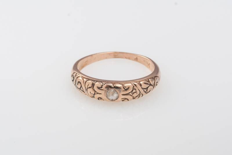 Verziert Rose Gold Band Mit Diamant - Ehering Unisex Versprechen Ring Stapel von KisufimJewelry